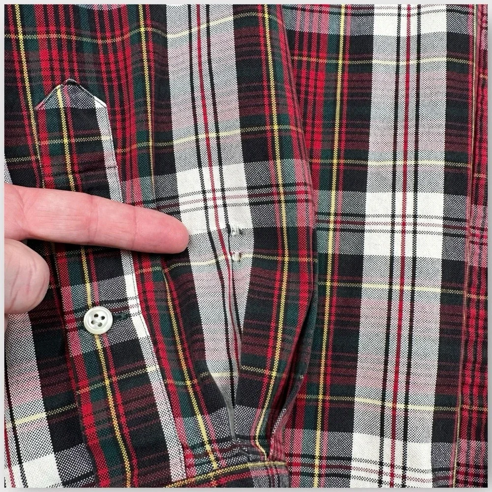 VTG Polo Ralph Lauren Shirt XXL Tartan Plaid Long Sleeve Blaire Oxford‎ Pocket